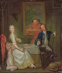 A Dinner Conversation (A Man and Woman Drinking at Supper)